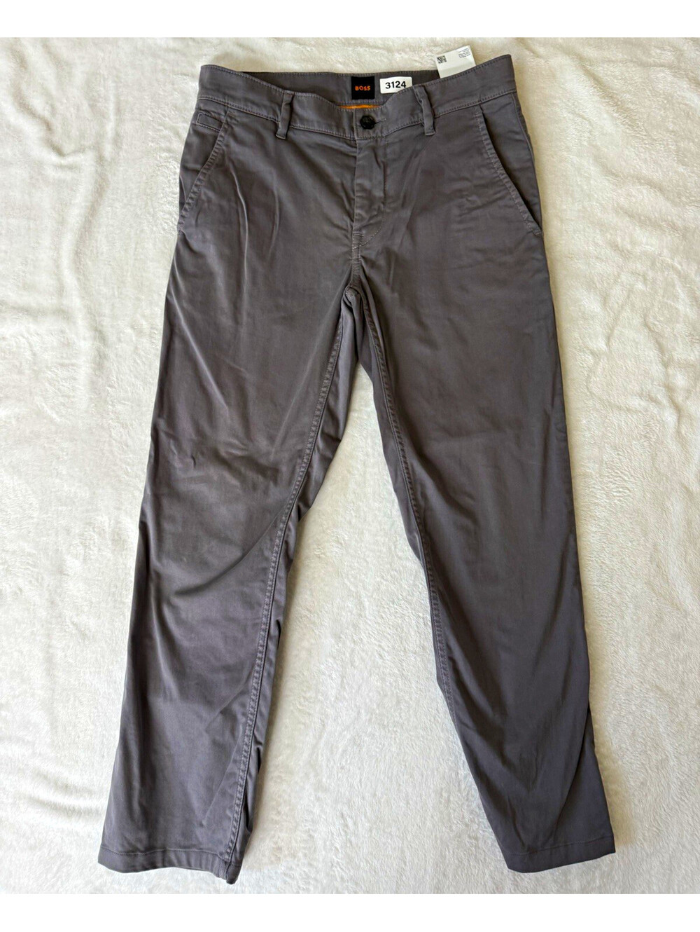 BOSS Men's Gray Chino Pants Slim Fit Tapered Twill Cotton Blend Waist 30